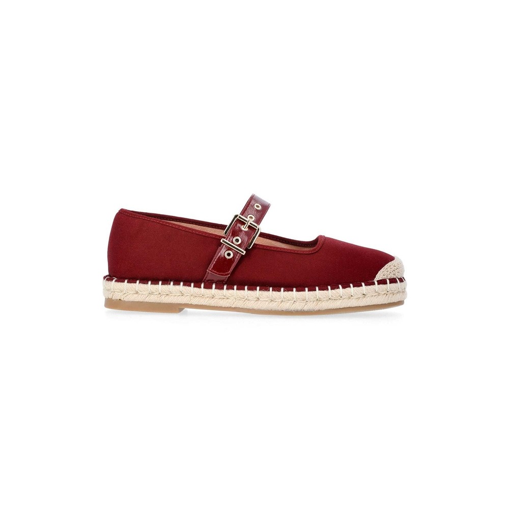 Time and Tru Mary Jane Espadrille Women Shoes Burgundy Canvas Square Toe 7.5 NEW - Picture 3 of 5